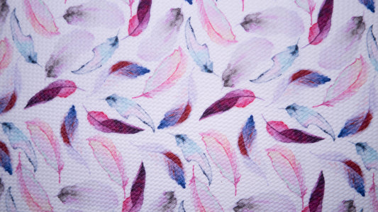 Watercolor Feather Bullet Print #188 Ribbed Scuba Techno Double Knit 2-Way Stretch Poly Spandex Apparel Craft Fabric 58"-60" Wide BTY
