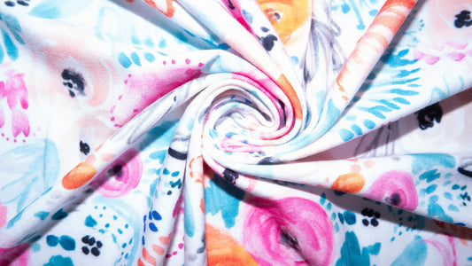 Neon Floral Watercolor #19 Double Brushed Polyester Spandex Apparel Stretch Fabric 190 GSM 58"-60" Wide By The Yard