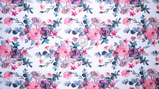 Watercolor Floral #27 Double Brushed Polyester Spandex Apparel Stretch Fabric 190 GSM 58"-60" Wide By The Yard