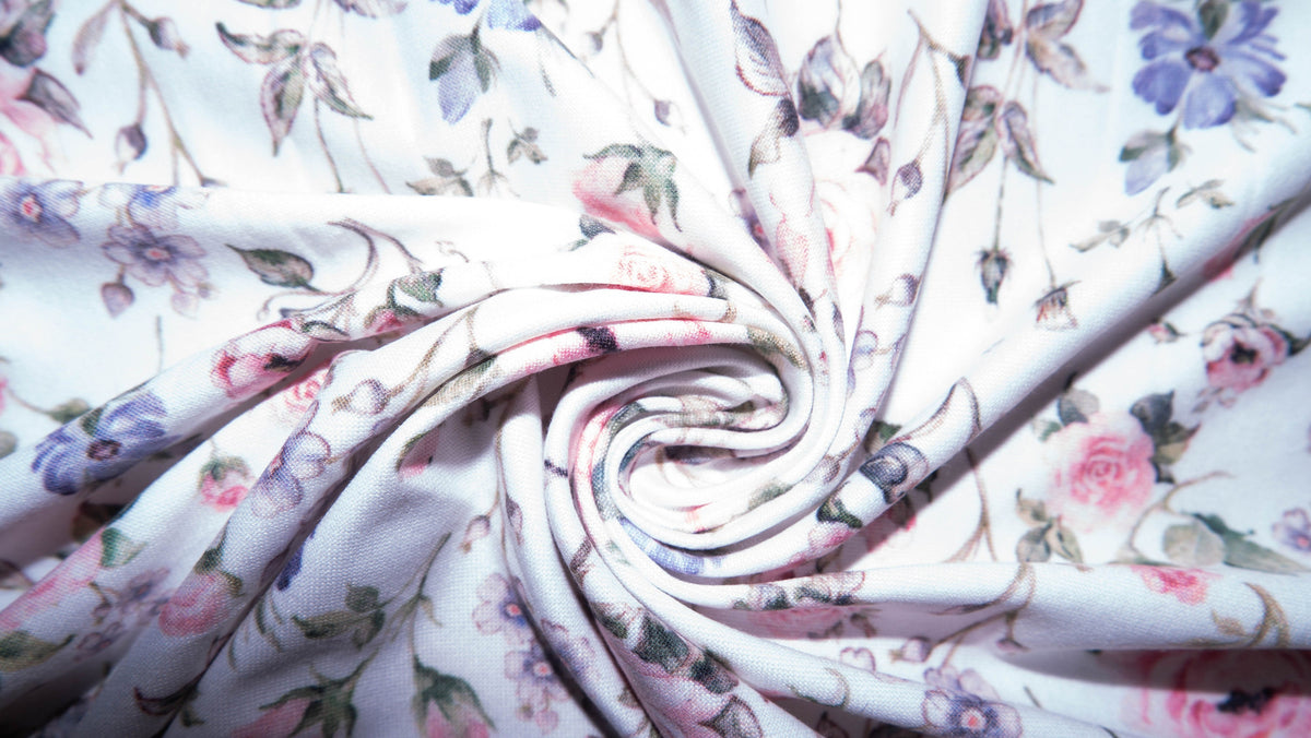 Wildflower #29 Double Brushed Polyester Spandex Apparel Stretch Fabric 190 GSM 58"-60" Wide By The Yard