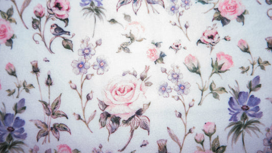 Watercolor Wildflower #38 Double Brushed Polyester Spandex Apparel Stretch Fabric 190 GSM 58"-60" Wide By The Yard
