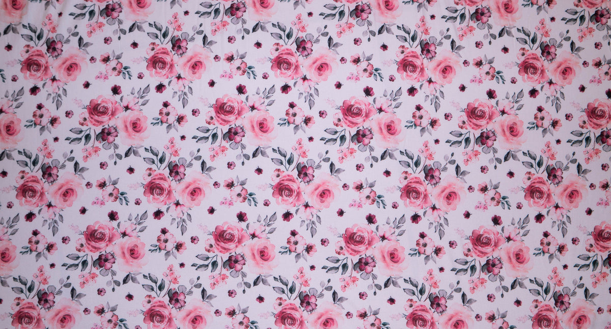 Watercolor Floral #41 Double Brushed Polyester Spandex Apparel Stretch Fabric 190 GSM 58"-60" Wide By The Yard