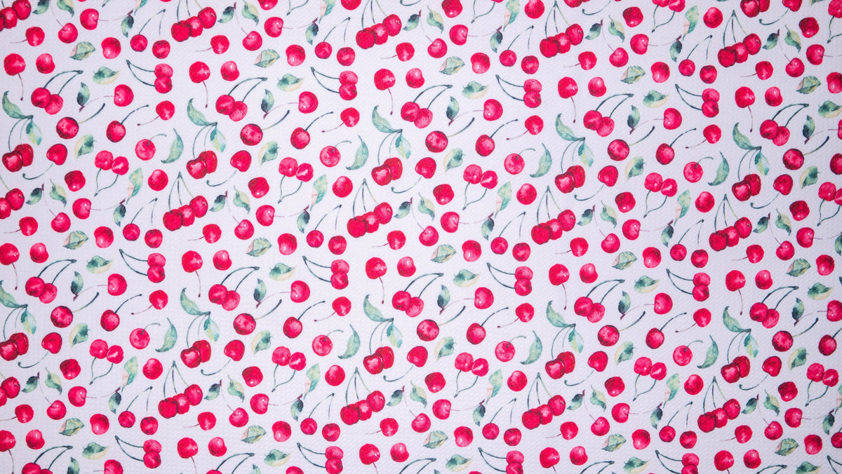 Cherry Bullet Print #233 Ribbed Scuba Techno Double Knit 2-Way Stretch Poly Spandex Apparel Craft Fabric 58"-60" Wide BTY