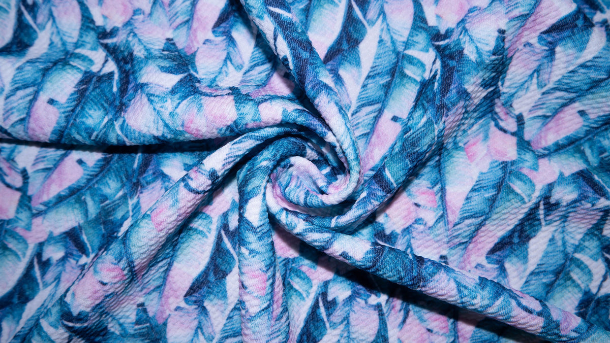 Banana Leaf Bullet Print #198 Ribbed Scuba Techno Double Knit 2-Way Stretch Poly Spandex Apparel Craft Fabric 58"-60" Wide BTY