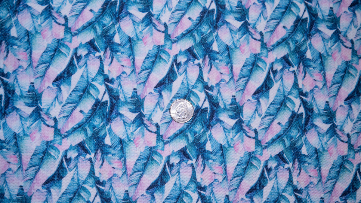 Banana Leaf Bullet Print #198 Ribbed Scuba Techno Double Knit 2-Way Stretch Poly Spandex Apparel Craft Fabric 58"-60" Wide BTY