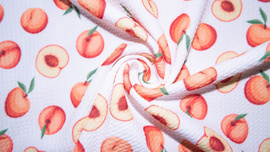 Peach Bullet Print #212 Ribbed Scuba Techno Double Knit 2-Way Stretch Poly Spandex Apparel Craft Fabric 58"-60" Wide BTY