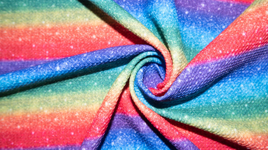 Rainbow Sparkle Bullet Print #218 Ribbed Scuba Techno Double Knit 2-Way Stretch Poly Spandex Apparel Craft Fabric 58"-60" Wide BTY