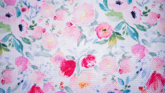Floral Watercolor Bullet Print #222 Ribbed Scuba Techno Double Knit 2-Way Stretch Poly Spandex Apparel Craft Fabric 58"-60" Wide BTY