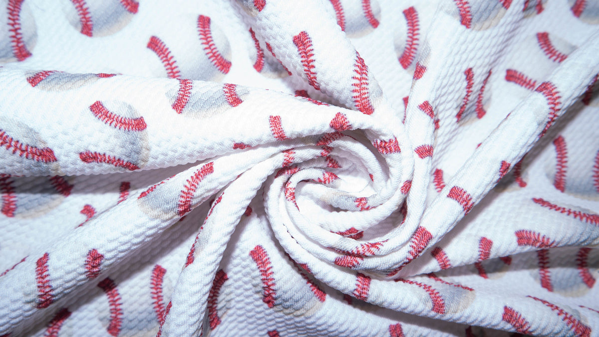 Baseball Bullet Print #229 Ribbed Scuba Techno Double Knit 2-Way Stretch Poly Spandex Apparel Craft Fabric 58"-60" Wide BTY