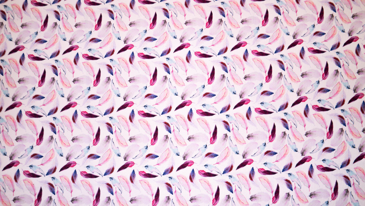 Watercolor Feather Bullet Print #188 Ribbed Scuba Techno Double Knit 2-Way Stretch Poly Spandex Apparel Craft Fabric 58"-60" Wide BTY