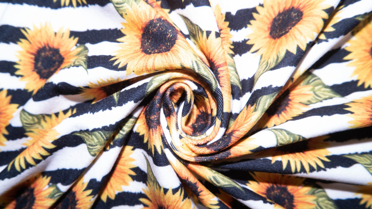 Sunflower Stripe #23 Double Brushed Polyester Spandex Apparel Stretch Fabric 190 GSM 58"-60" Wide By The Yard