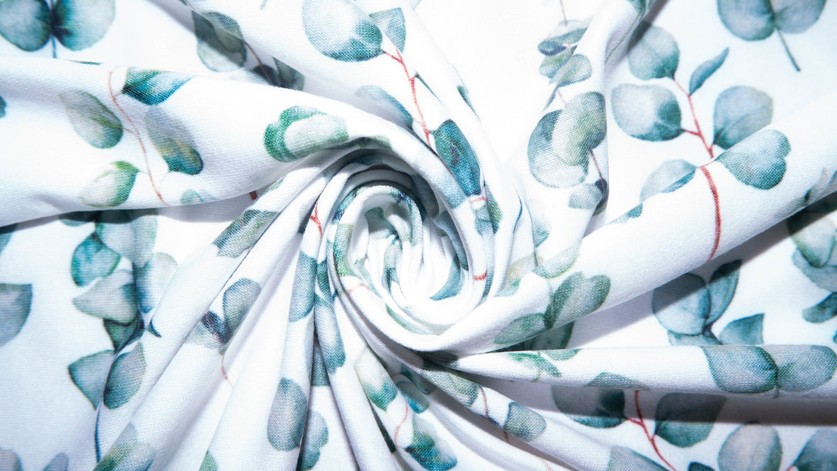 Watercolor Eucalyptus #26 Double Brushed Polyester Spandex Apparel Stretch Fabric 190 GSM 58"-60" Wide By The Yard