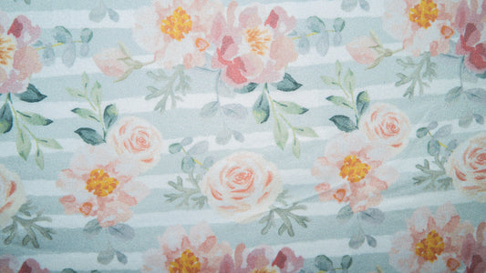 Pastel Floral Watercolor #32 Double Brushed Polyester Spandex Apparel Stretch Fabric 190 GSM 58"-60" Wide By The Yard