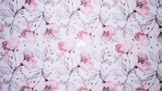 Watercolor Floral  #39 Double Brushed Polyester Spandex Apparel Stretch Fabric 190 GSM 58"-60" Wide By The Yard