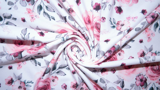 Watercolor Floral #41 Double Brushed Polyester Spandex Apparel Stretch Fabric 190 GSM 58"-60" Wide By The Yard