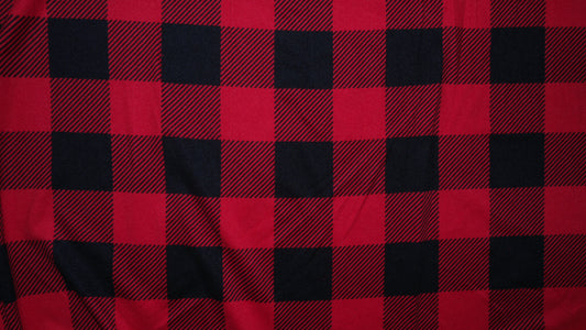 Red Buffalo Plaid DBP Print #383 Poly Spandex Apparel Stretch Fabric 190 GSM 58"-60" Wide By The Yard
