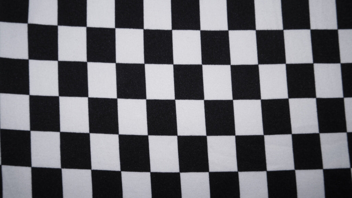 Double Brushed Poly Checker Board Print #55 Poly Spandex Apparel Stretch Fabric 190 GSM 58"-60" Wide By The Yard