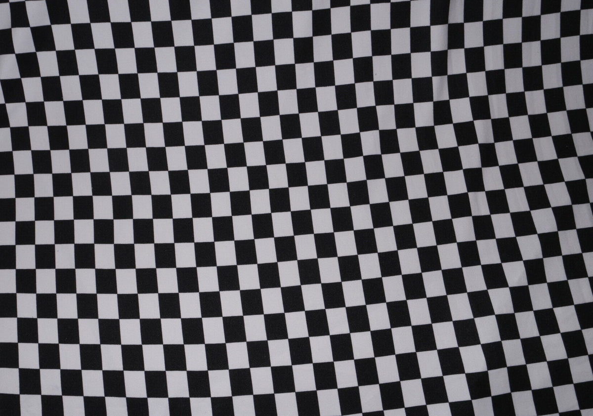 Double Brushed Poly Checker Board Print #344 Poly Spandex Apparel Stretch Fabric 190 GSM 58"-60" Wide By The Yard