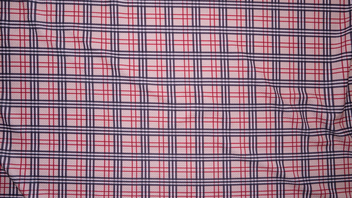 Plaid Bullet Print #291 Ribbed Scuba Techno Double Knit 2-Way Stretch Poly Spandex Apparel Craft Fabric 58"-60" Wide BTY