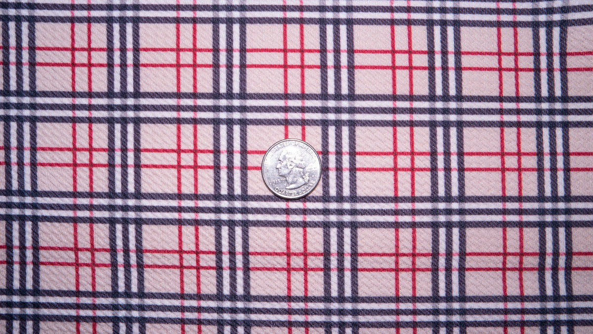 Plaid Bullet Print #291 Ribbed Scuba Techno Double Knit 2-Way Stretch Poly Spandex Apparel Craft Fabric 58"-60" Wide BTY