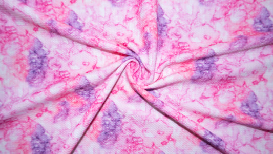 Tie Dye Pink Bullet Print #303 Ribbed Scuba Techno Double Knit 2-Way Stretch Poly Spandex Apparel Craft Fabric 58"-60" Wide BTY