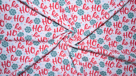 Ho Ho Ho Bullet Print #280 Ribbed Scuba Techno Double Knit 2-Way Stretch Poly Spandex Apparel Craft Fabric 58"-60" Wide BTY