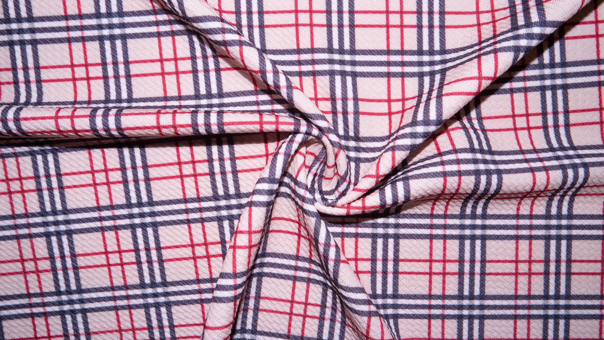 Plaid Bullet Print #291 Ribbed Scuba Techno Double Knit 2-Way Stretch Poly Spandex Apparel Craft Fabric 58"-60" Wide BTY