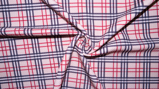 Plaid Bullet Print #291 Ribbed Scuba Techno Double Knit 2-Way Stretch Poly Spandex Apparel Craft Fabric 58"-60" Wide BTY