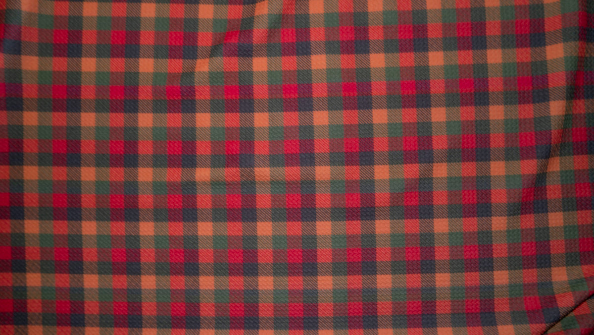 Fall Plaid Bullet Print #342 Ribbed Scuba Techno Double Knit 2-Way Stretch Poly Spandex Apparel Craft Fabric 58"-60" Wide BTY