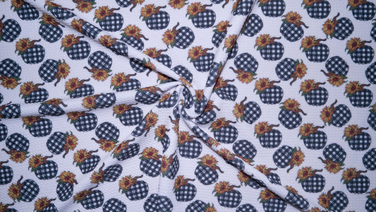 Buffalo Plaid Pumpkin Bullet Print #341 Ribbed Scuba Techno Double Knit 2-Way Stretch Poly Spandex Apparel Craft Fabric 58"-60" Wide BTY