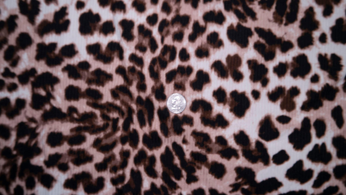 Rib Knit 4X2 Leopard Print #1 Jersey Knit Polyester Rayon Spandex Stretch 200GSM Apparel Fabric 58"-60" Wide By The Yard