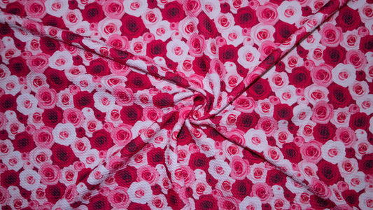 Roses Floral Bullet Print #347 Ribbed Scuba Techno Double Knit 2-Way Stretch Poly Spandex Apparel Craft Fabric 58"-60" Wide BTY