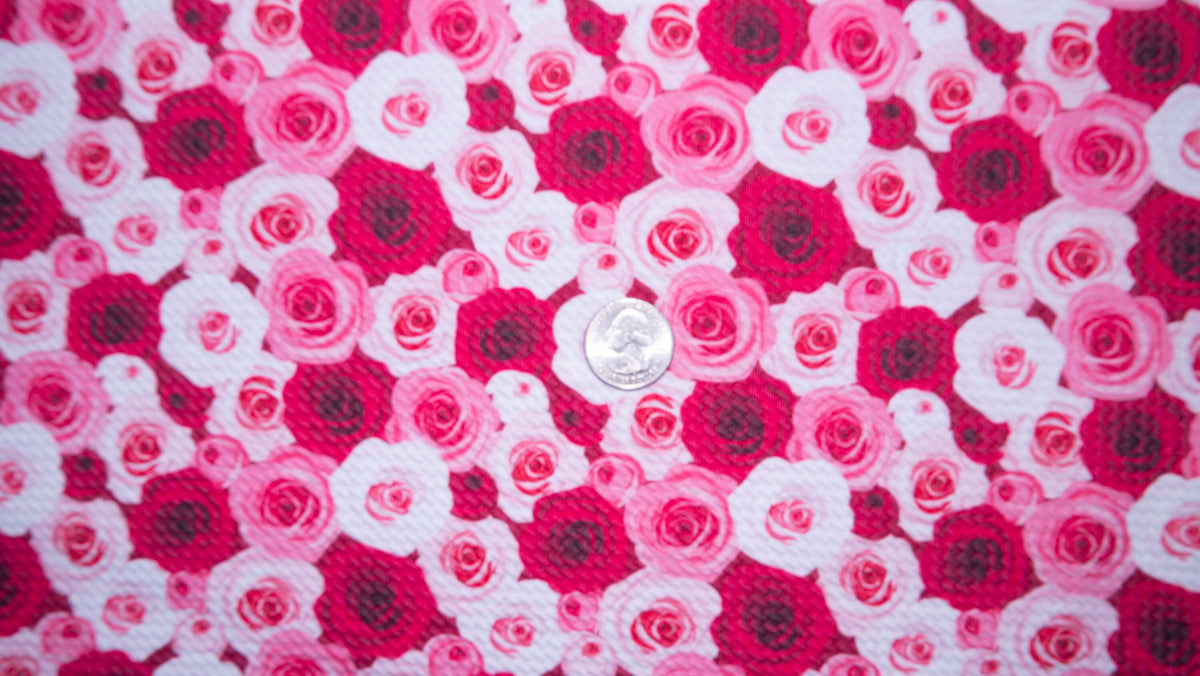 Roses Floral Bullet Print #347 Ribbed Scuba Techno Double Knit 2-Way Stretch Poly Spandex Apparel Craft Fabric 58"-60" Wide BTY