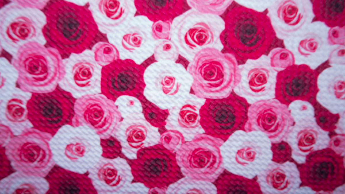 Roses Floral Bullet Print #347 Ribbed Scuba Techno Double Knit 2-Way Stretch Poly Spandex Apparel Craft Fabric 58"-60" Wide BTY