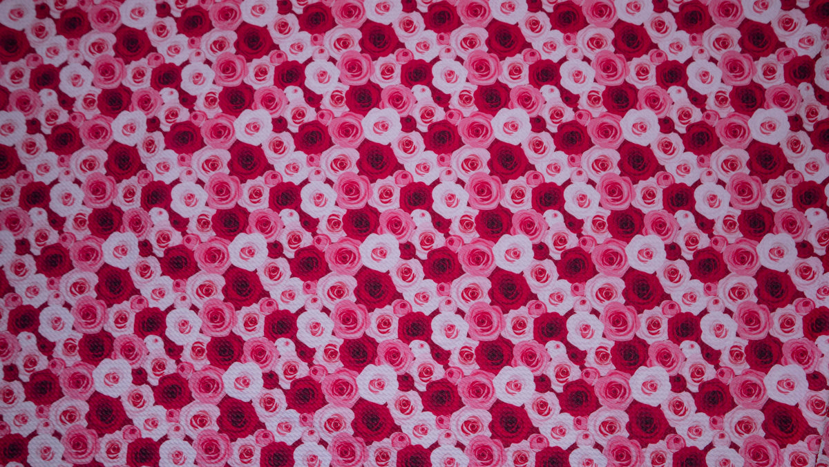 Roses Floral Bullet Print #347 Ribbed Scuba Techno Double Knit 2-Way Stretch Poly Spandex Apparel Craft Fabric 58"-60" Wide BTY