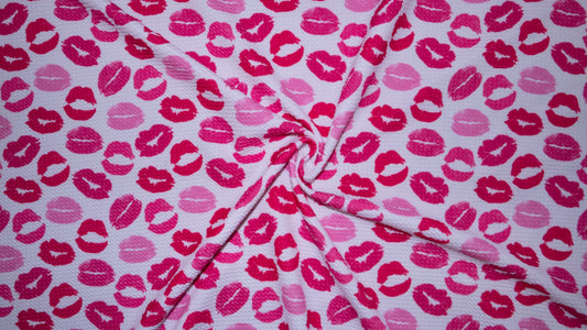 Kiss Lipstick Bullet Print #350 Ribbed Scuba Techno Double Knit 2-Way Stretch Poly Spandex Apparel Craft Fabric 58"-60" Wide BTY