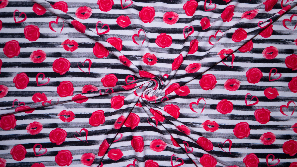 Rose Heart Lips #102 Double Brushed Polyester Spandex Apparel Stretch Fabric 190 GSM 58"-60" Wide By The Yard