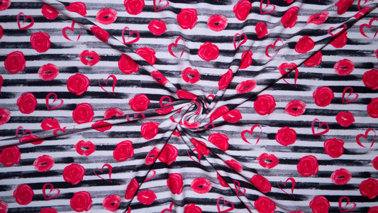 Rose Heart Lips #102 Double Brushed Polyester Spandex Apparel Stretch Fabric 190 GSM 58"-60" Wide By The Yard
