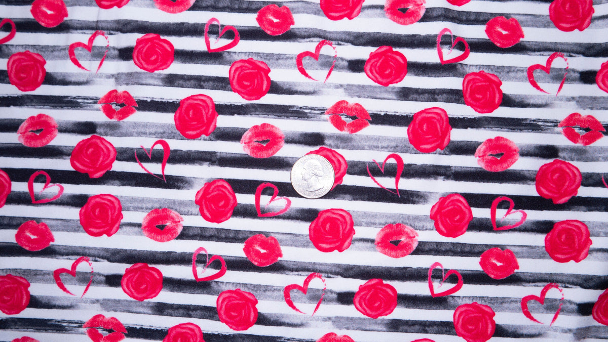 Rose Heart Lips #102 Double Brushed Polyester Spandex Apparel Stretch Fabric 190 GSM 58"-60" Wide By The Yard