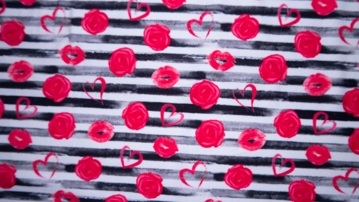 Rose Heart Lips #102 Double Brushed Polyester Spandex Apparel Stretch Fabric 190 GSM 58"-60" Wide By The Yard