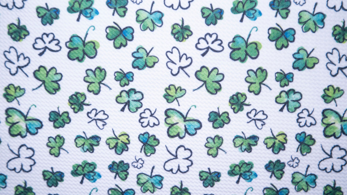 Four Leaf Clover Bullet Print #359 Ribbed Scuba Techno Double Knit 2-Way Stretch Poly Spandex Apparel Craft Fabric 58"-60" Wide BTY