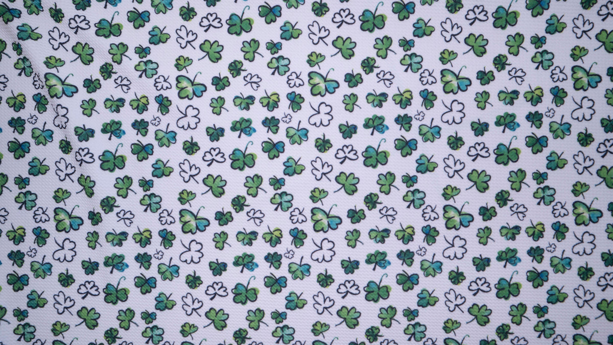 Four Leaf Clover Bullet Print #359 Ribbed Scuba Techno Double Knit 2-Way Stretch Poly Spandex Apparel Craft Fabric 58"-60" Wide BTY