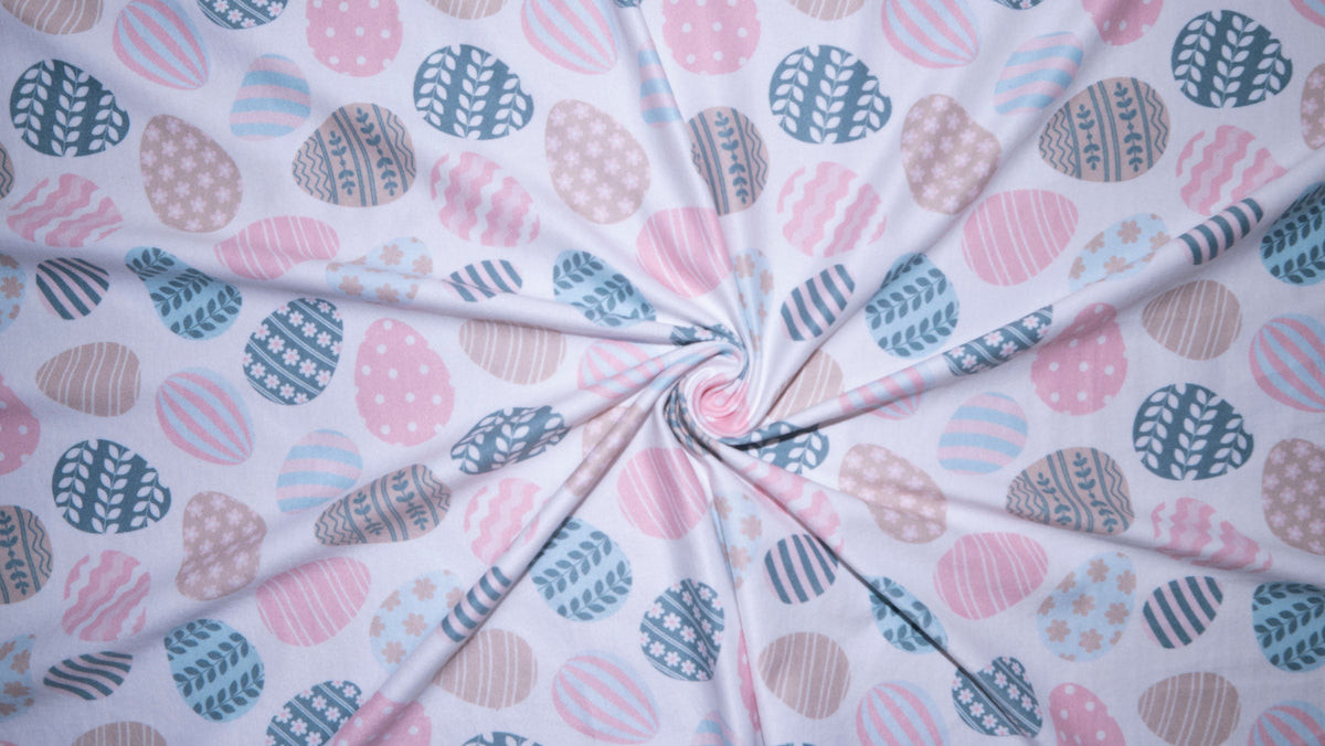 Pastel Eggs #170 Double Brushed Polyester Spandex Apparel Stretch Fabric 190 GSM 58"-60" Wide By The Yard