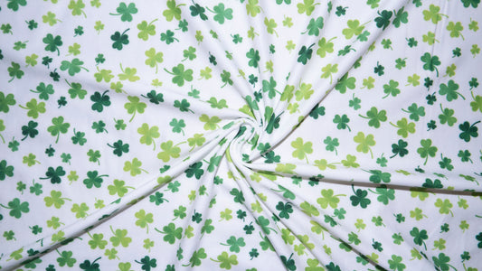 Four Leaf Clover Print #151 Double Brushed Polyester Spandex Apparel Stretch Fabric 190 GSM 58"-60" Wide By The Yard