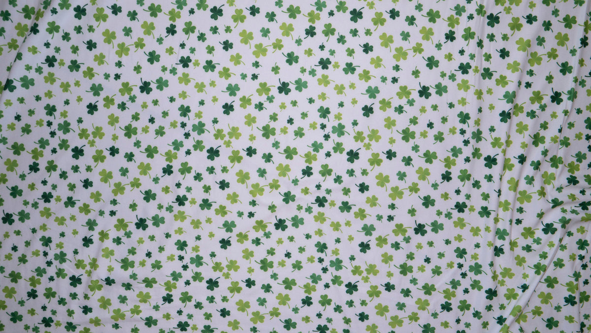 Four Leaf Clover Print #151 Double Brushed Polyester Spandex Apparel Stretch Fabric 190 GSM 58"-60" Wide By The Yard