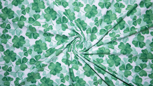 Four Leaf Clover Print #155 Double Brushed Polyester Spandex Apparel Stretch Fabric 190 GSM 58"-60" Wide By The Yard