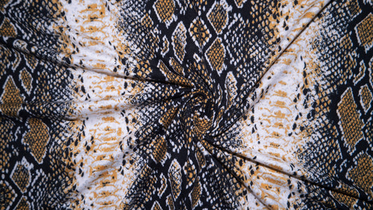 Snakeskin Animal Print #163 Double Brushed Polyester Spandex Apparel Stretch Fabric 190 GSM 58"-60" Wide By The Yard