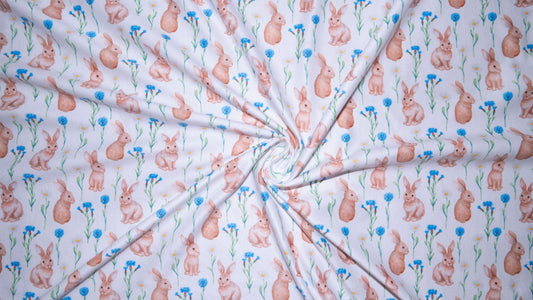 Bunny Daisy #171 Double Brushed Polyester Spandex Apparel Stretch Fabric 190 GSM 58"-60" Wide By The Yard