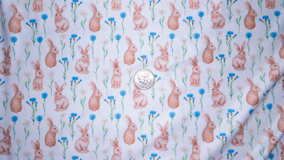 Bunny Daisy #171 Double Brushed Polyester Spandex Apparel Stretch Fabric 190 GSM 58"-60" Wide By The Yard