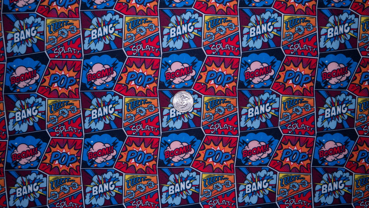 Comic Book DBP Print #187 Double Brushed Polyester Spandex Apparel Stretch Fabric 190 GSM 58"-60" Wide By The Yard